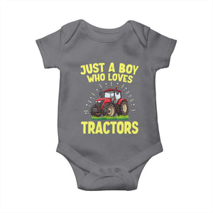 Funny Farming Tractor Baby Onesie Just A Boy Who Loves Tractors TS14 Charcoal Print Your Wear