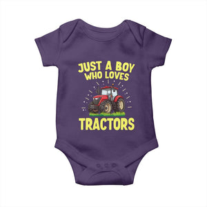 Funny Farming Tractor Baby Onesie Just A Boy Who Loves Tractors TS14 Purple Print Your Wear