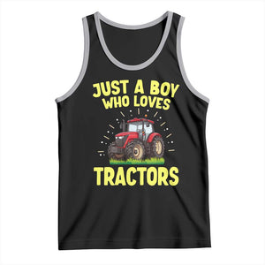 Funny Farming Tractor Tank Top Just A Boy Who Loves Tractors TS14 Black Athletic Heather Print Your Wear