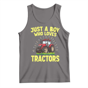Funny Farming Tractor Tank Top Just A Boy Who Loves Tractors TS14 Deep Heather Print Your Wear