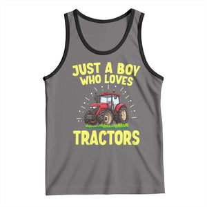 Funny Farming Tractor Tank Top Just A Boy Who Loves Tractors TS14 Deep Heather Black Print Your Wear