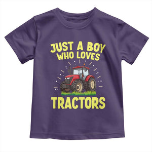 Funny Farming Tractor Toddler T Shirt Just A Boy Who Loves Tractors TS14 Purple Print Your Wear