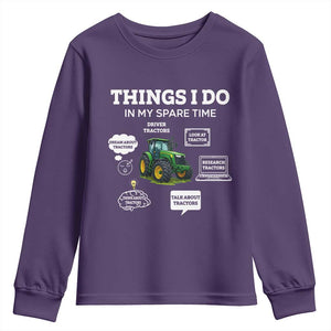 Funny Farmers Youth Sweatshirt Things I Do In My Spare Time TS14 Purple Print Your Wear