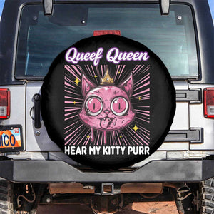 Queef Queen Cat Meme Spare Tire Cover Funny Inappropriate Adult Humor TS14 No hole Black Print Your Wear