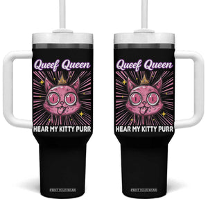 Queef Queen Cat Meme Tumbler With Handle Funny Inappropriate Adult Humor TS14 One Size: 40 oz Black Print Your Wear