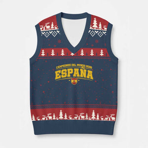 Spain Champions 2026 V-Neck Knit Sweater Vest Espana Soccer Football Fan Spanish Flag