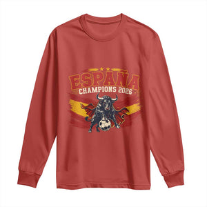 Spain Champions 2026 Long Sleeve Shirt Espana Soccer Fan Spanish Flag Bull