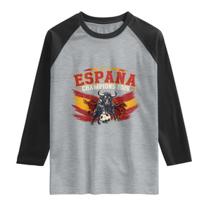 Spain Champions 2026 Raglan Shirt Espana Soccer Fan Spanish Flag Bull