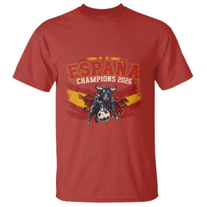 Spain Champions 2026 T Shirt Espana Soccer Fan Spanish Flag Bull