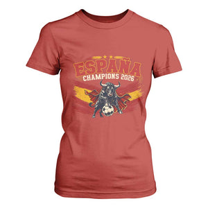 Spain Champions 2026 T Shirt For Women Espana Soccer Fan Spanish Flag Bull