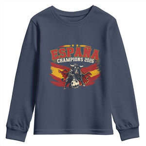 Spain Champions 2026 Youth Sweatshirt Espana Soccer Fan Spanish Flag Bull