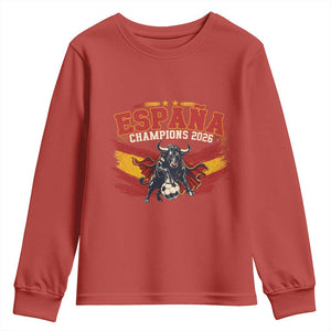 Spain Champions 2026 Youth Sweatshirt Espana Soccer Fan Spanish Flag Bull