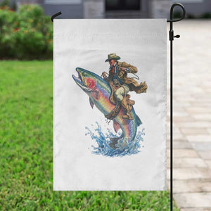 Vintage Cowboy Riding Rainbow Trout Garden Flag Funny Fishing Western Rodeo TS14 Print Your Wear