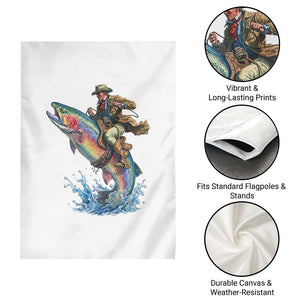 Vintage Cowboy Riding Rainbow Trout Garden Flag Funny Fishing Western Rodeo TS14 Print Your Wear