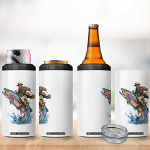 Vintage Cowboy Riding Rainbow Trout 4 in 1 Can Cooler Tumbler Funny Fishing Western Rodeo TS14 Print Your Wear
