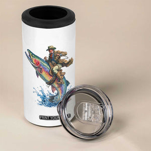 Vintage Cowboy Riding Rainbow Trout 4 in 1 Can Cooler Tumbler Funny Fishing Western Rodeo TS14 Print Your Wear
