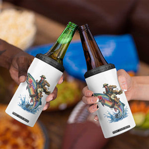 Vintage Cowboy Riding Rainbow Trout 4 in 1 Can Cooler Tumbler Funny Fishing Western Rodeo TS14 Print Your Wear