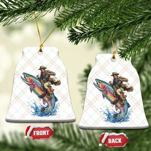 Vintage Cowboy Riding Rainbow Trout Ceramic Ornament Funny Fishing Western Rodeo TS14 Print Your Wear