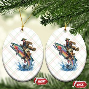 Vintage Cowboy Riding Rainbow Trout Ceramic Ornament Funny Fishing Western Rodeo TS14 Print Your Wear