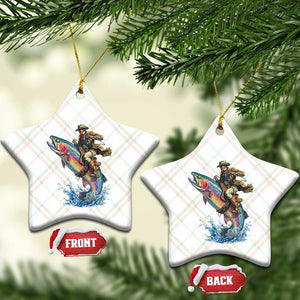Vintage Cowboy Riding Rainbow Trout Ceramic Ornament Funny Fishing Western Rodeo TS14 Print Your Wear