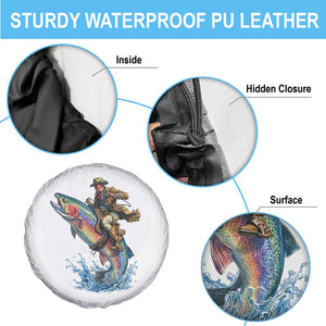Vintage Cowboy Riding Rainbow Trout Spare Tire Cover Funny Fishing Western Rodeo TS14 Print Your Wear