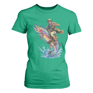 Vintage Cowboy Riding Rainbow Trout T Shirt For Women Funny Fishing Western Rodeo TS14 Irish Green Print Your Wear