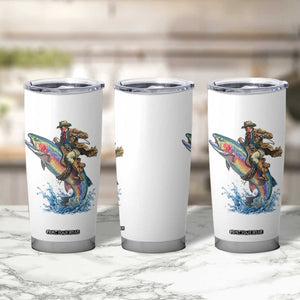 Vintage Cowboy Riding Rainbow Trout Tumbler Cup Funny Fishing Western Rodeo TS14 Print Your Wear