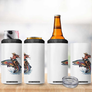 Vintage Cowgirl Riding Rainbow Trout 4 in 1 Can Cooler Tumbler Funny Fishing Western Rodeo TS14 Print Your Wear