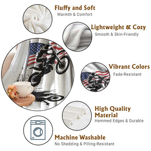 Dirt Bike American Flag Motocross Throw Blanket TS14 Print Your Wear