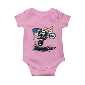 Dirt Bike American Flag Motocross Baby Onesie TS14 Light Pink Print Your Wear