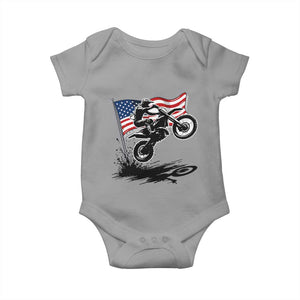 Dirt Bike American Flag Motocross Baby Onesie TS14 Sport Gray Print Your Wear