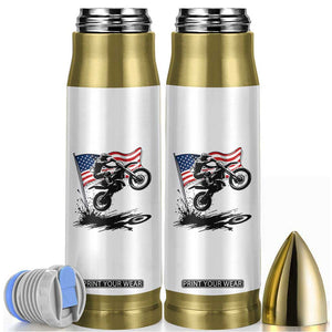 Dirt Bike American Flag Motocross Bullet Tumbler TS14 White Print Your Wear