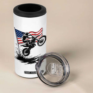 Dirt Bike American Flag Motocross 4 in 1 Can Cooler Tumbler TS14 Print Your Wear
