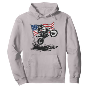 Dirt Bike American Flag Motocross Hoodie TS14 Ice Gray Print Your Wear