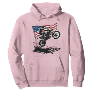 Dirt Bike American Flag Motocross Hoodie TS14 Light Pink Print Your Wear