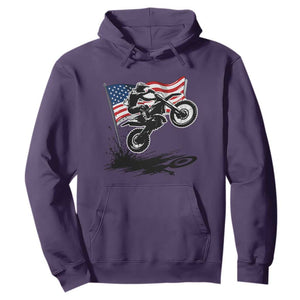 Dirt Bike American Flag Motocross Hoodie TS14 Purple Print Your Wear