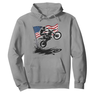 Dirt Bike American Flag Motocross Hoodie TS14 Sport Gray Print Your Wear