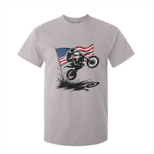 Dirt Bike American Flag Motocross T Shirt For Kid TS14 Ice Gray Print Your Wear