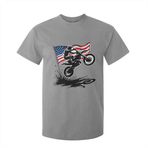 Dirt Bike American Flag Motocross T Shirt For Kid TS14 Sport Gray Print Your Wear