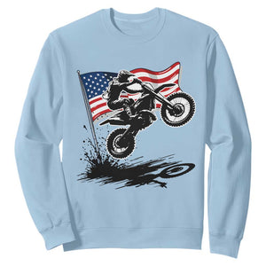 Dirt Bike American Flag Motocross Sweatshirt TS14 Light Blue Print Your Wear