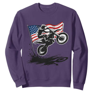 Dirt Bike American Flag Motocross Sweatshirt TS14 Purple Print Your Wear
