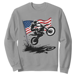 Dirt Bike American Flag Motocross Sweatshirt TS14 Sport Gray Print Your Wear