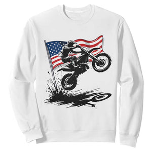 Dirt Bike American Flag Motocross Sweatshirt TS14 White Print Your Wear