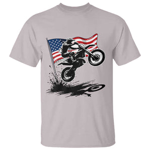 Dirt Bike American Flag Motocross T Shirt TS14 Ice Gray Print Your Wear