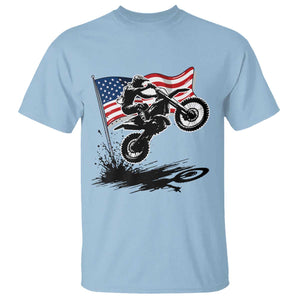 Dirt Bike American Flag Motocross T Shirt TS14 Light Blue Print Your Wear