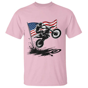 Dirt Bike American Flag Motocross T Shirt TS14 Light Pink Print Your Wear