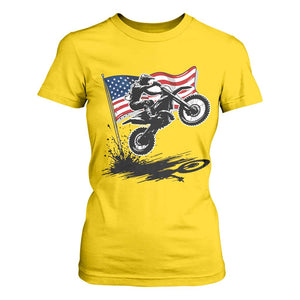 Dirt Bike American Flag Motocross T Shirt For Women TS14 Daisy Print Your Wear