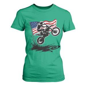 Dirt Bike American Flag Motocross T Shirt For Women TS14 Irish Green Print Your Wear