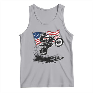 Dirt Bike American Flag Motocross Tank Top TS14 Athletic Heather Print Your Wear