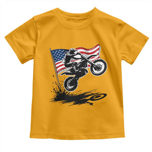 Dirt Bike American Flag Motocross Toddler T Shirt TS14 Gold Print Your Wear